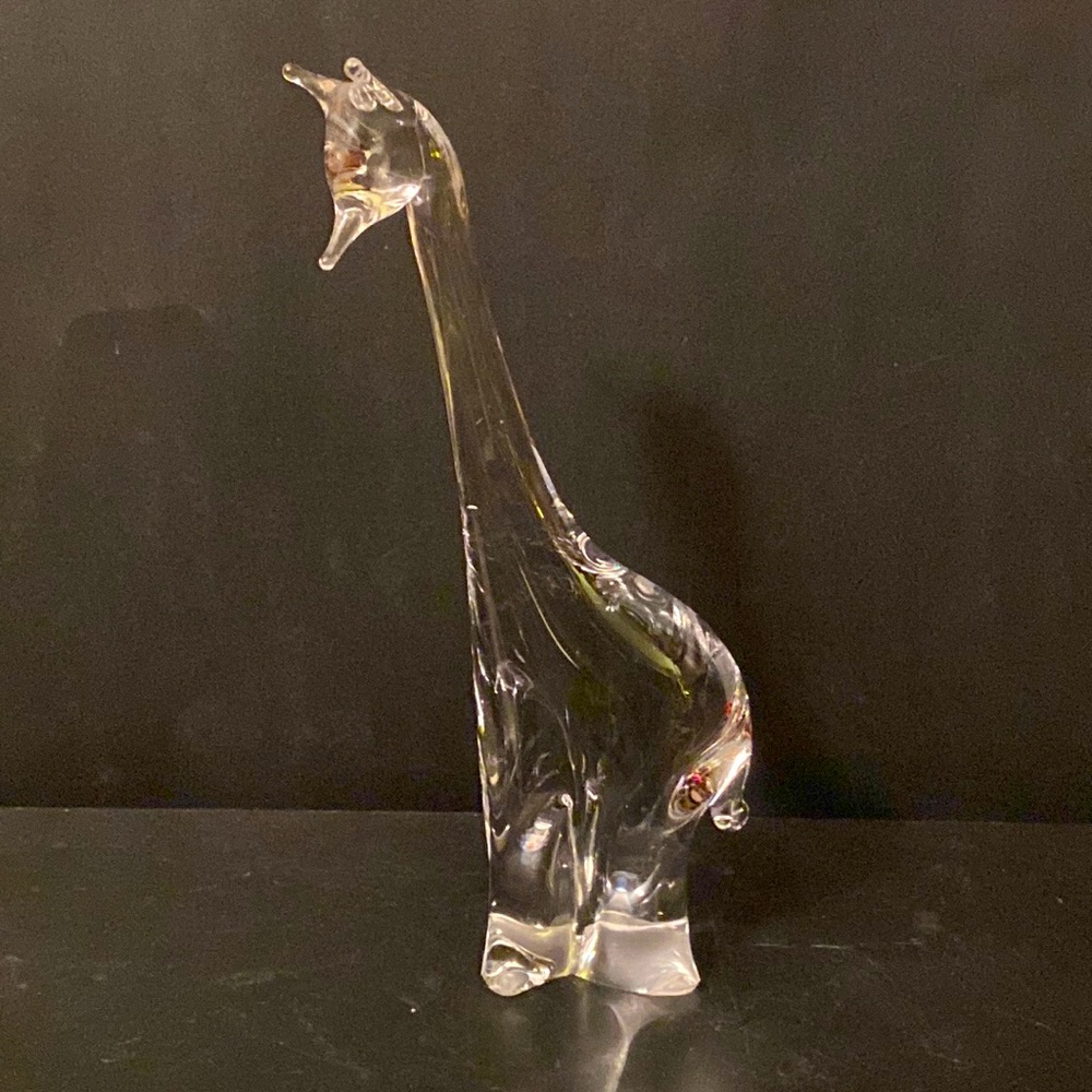 Vintage 1980s Eneryda of Sweden Art Glass Giraffe Figurine H-10.5 Inches